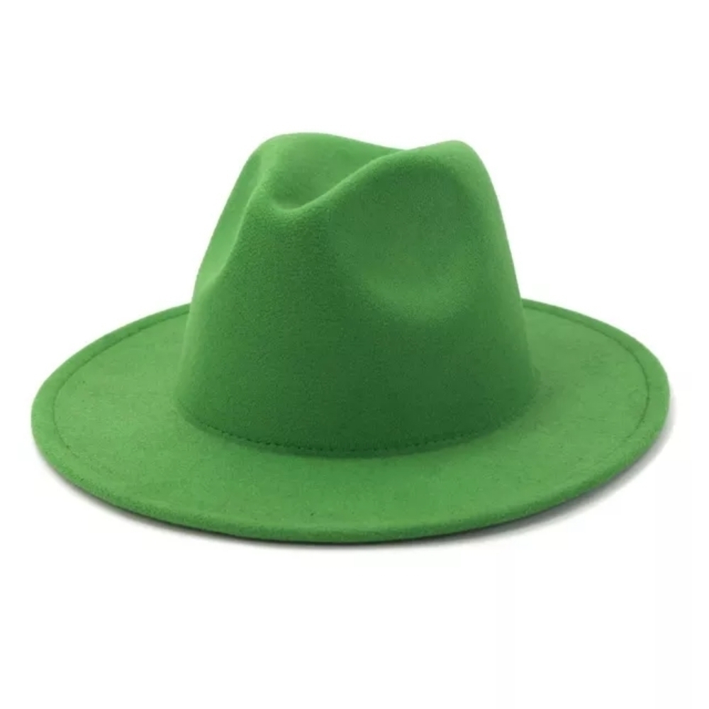 Green Wide Brim Fedora Hat